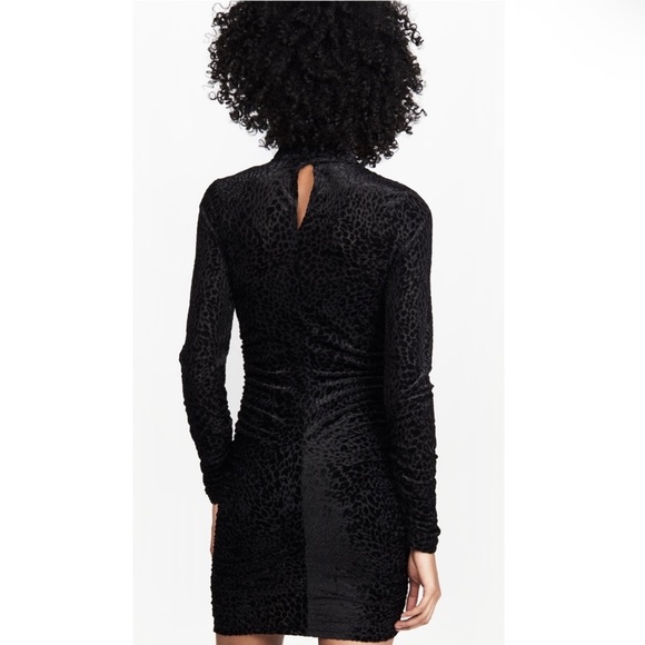 NEW LIKELY BLACK LEOPARD BURNOUT VELVET MINI DRESS - Picture 6 of 8